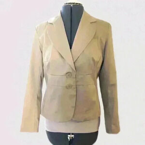 Worthington Khaki Beige Light Brown Career Blazer Jacket Women 8 Petite